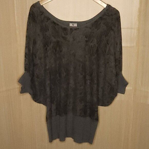 Worthington Grey Knit Animal Print Dolman Sleeve Top XL - Picture 1 of 7